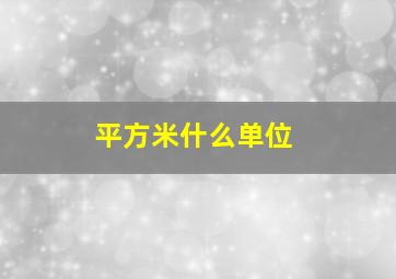 平方米什么单位