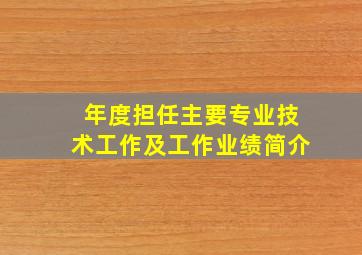 年度担任主要专业技术工作及工作业绩简介