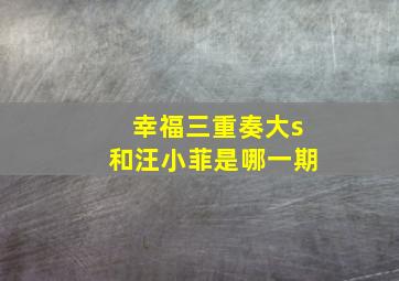 幸福三重奏大s和汪小菲是哪一期