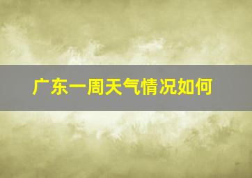 广东一周天气情况如何