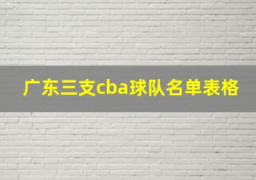 广东三支cba球队名单表格