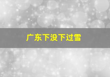 广东下没下过雪