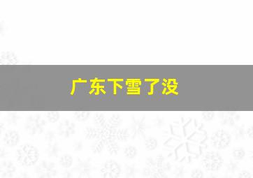 广东下雪了没