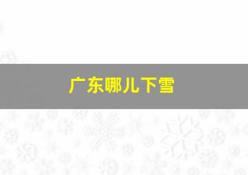 广东哪儿下雪