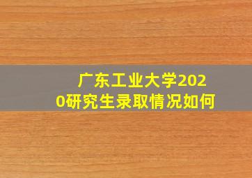 广东工业大学2020研究生录取情况如何