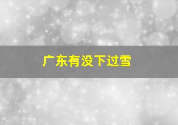 广东有没下过雪