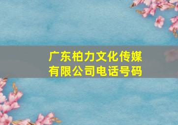 广东柏力文化传媒有限公司电话号码