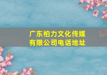 广东柏力文化传媒有限公司电话地址