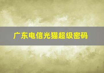 广东电信光猫超级密码