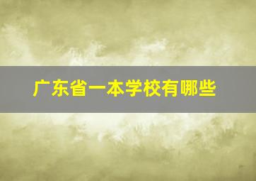 广东省一本学校有哪些