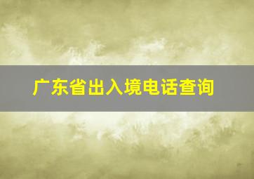 广东省出入境电话查询