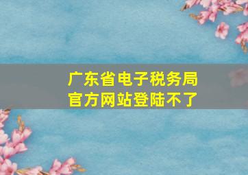 广东省电子税务局官方网站登陆不了