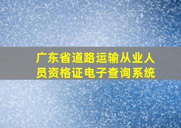 广东省道路运输从业人员资格证电子查询系统