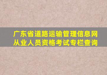 广东省道路运输管理信息网从业人员资格考试专栏查询