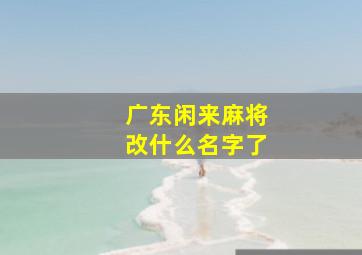 广东闲来麻将改什么名字了