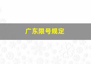 广东限号规定