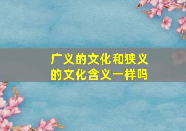 广义的文化和狭义的文化含义一样吗