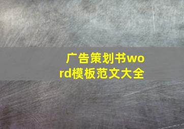 广告策划书word模板范文大全