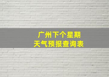 广州下个星期天气预报查询表