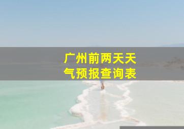 广州前两天天气预报查询表