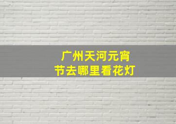 广州天河元宵节去哪里看花灯