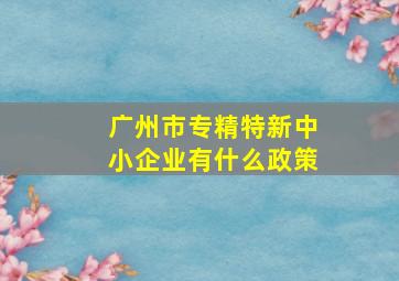 广州市专精特新中小企业有什么政策