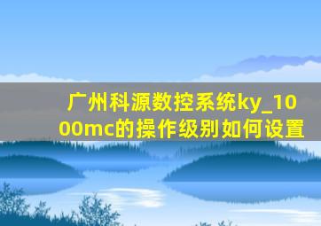 广州科源数控系统ky_1000mc的操作级别如何设置