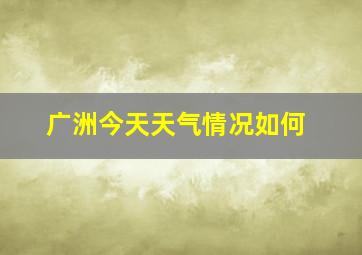 广洲今天天气情况如何