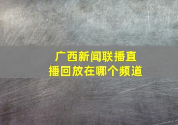 广西新闻联播直播回放在哪个频道