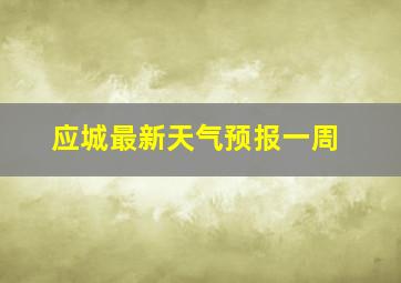 应城最新天气预报一周