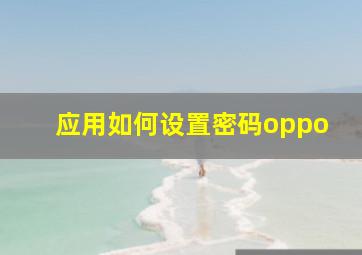 应用如何设置密码oppo