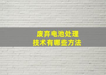 废弃电池处理技术有哪些方法