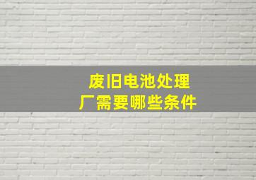 废旧电池处理厂需要哪些条件