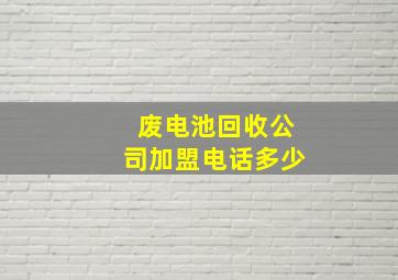 废电池回收公司加盟电话多少