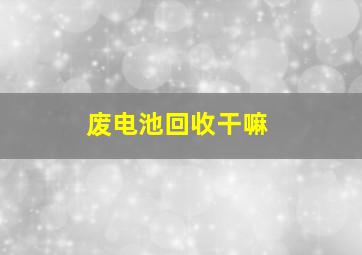 废电池回收干嘛