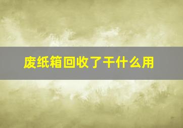 废纸箱回收了干什么用