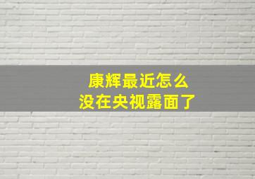 康辉最近怎么没在央视露面了