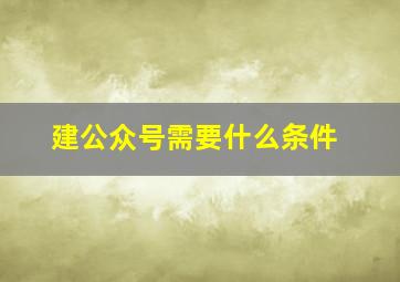 建公众号需要什么条件