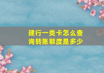 建行一类卡怎么查询转账额度是多少