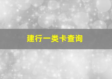 建行一类卡查询