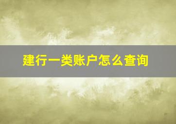 建行一类账户怎么查询