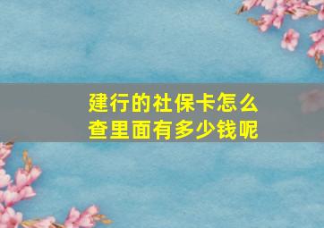 建行的社保卡怎么查里面有多少钱呢