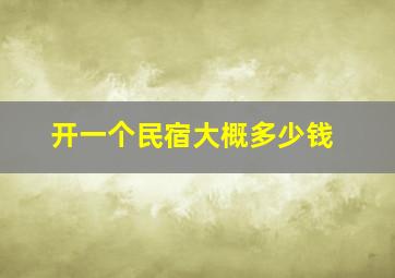 开一个民宿大概多少钱