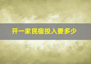 开一家民宿投入要多少