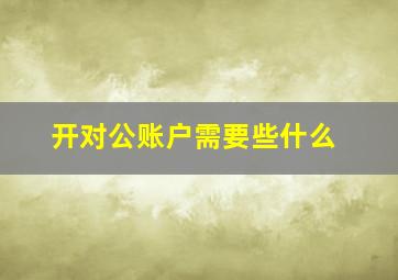 开对公账户需要些什么