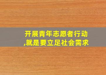 开展青年志愿者行动,就是要立足社会需求