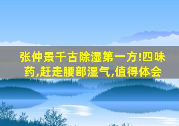 张仲景千古除湿第一方!四味药,赶走腰部湿气,值得体会