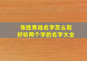 张姓男娃名字怎么取好听两个字的名字大全