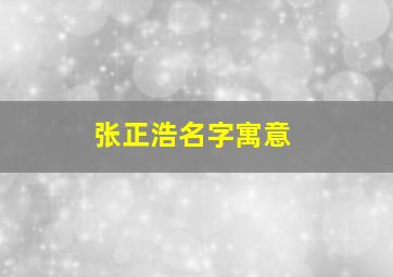 张正浩名字寓意