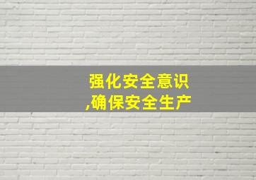 强化安全意识,确保安全生产